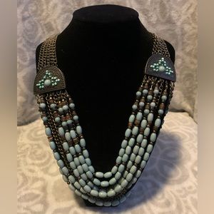 Turquoise beaded and chain design necklace